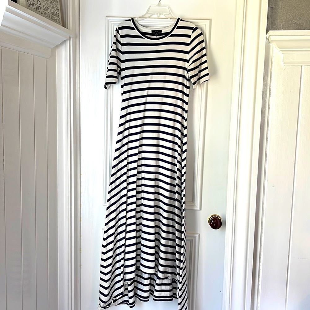 JCrew Blue and White T-Shirt Dress